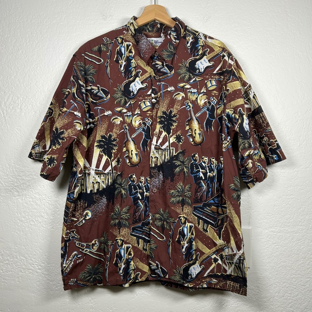 Reyn Spooner 1990s Eddy Y Music Hawaiian Shirt Size XL